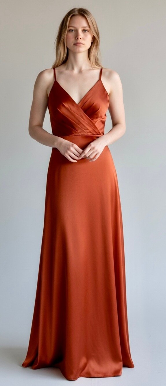 Azazie A4 Rust Orange Maxi Dress Adjustable Straps Formal Bridesmaid
